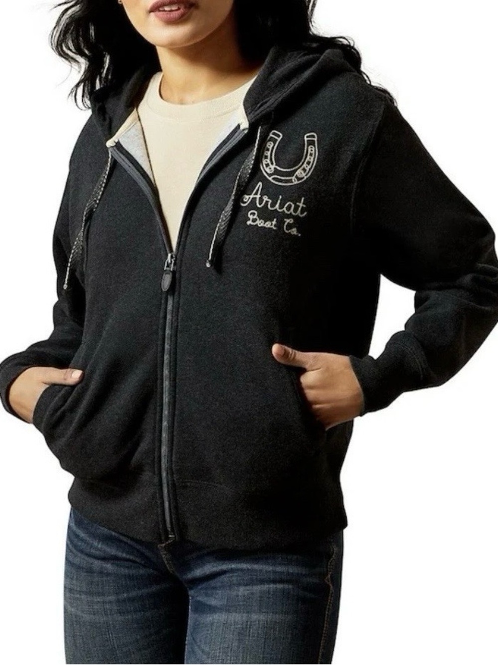 Ariat Western Stitched Long Sleeve Full Zip Hoodie, Size Small, NWOT